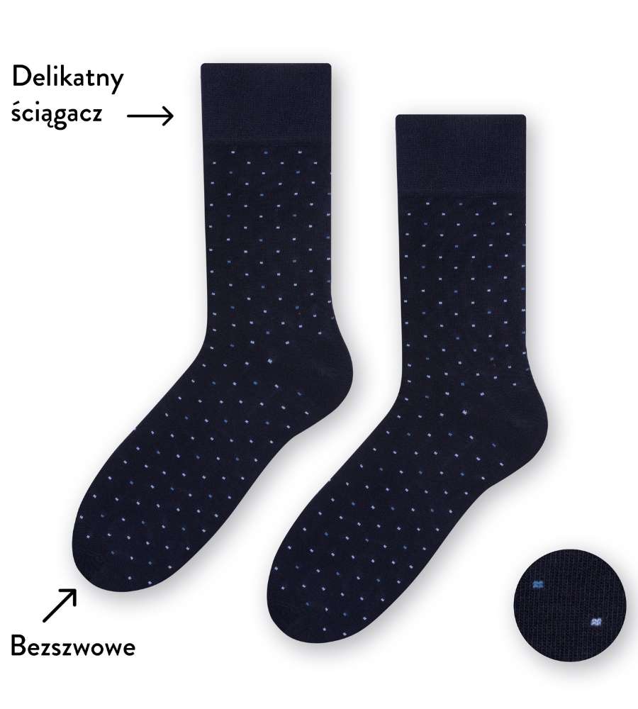 granatowe skarpetki w kropki męskie steven 056-216