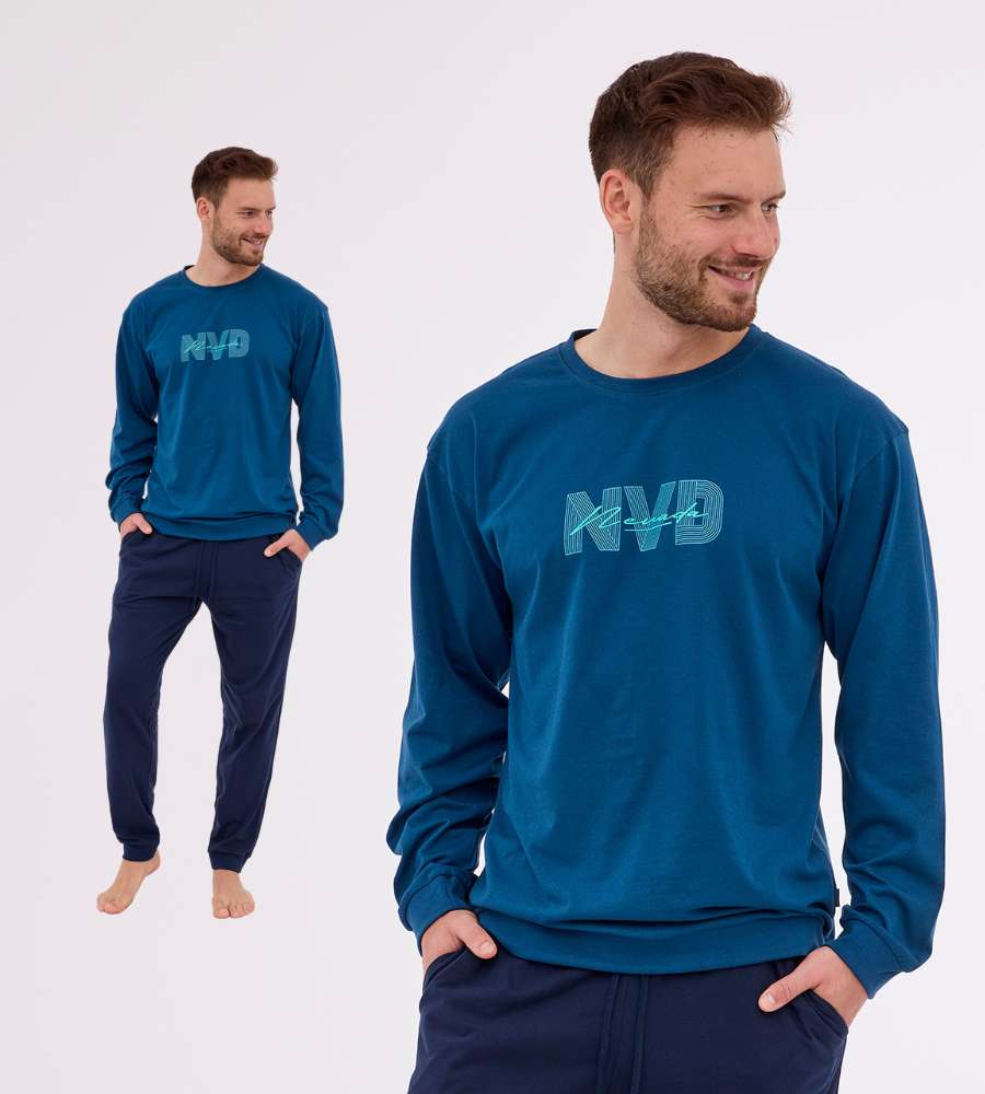 piżama męska długie spodnie długi rekaw ze ściągaczami cornette 322-281 Nevada 2