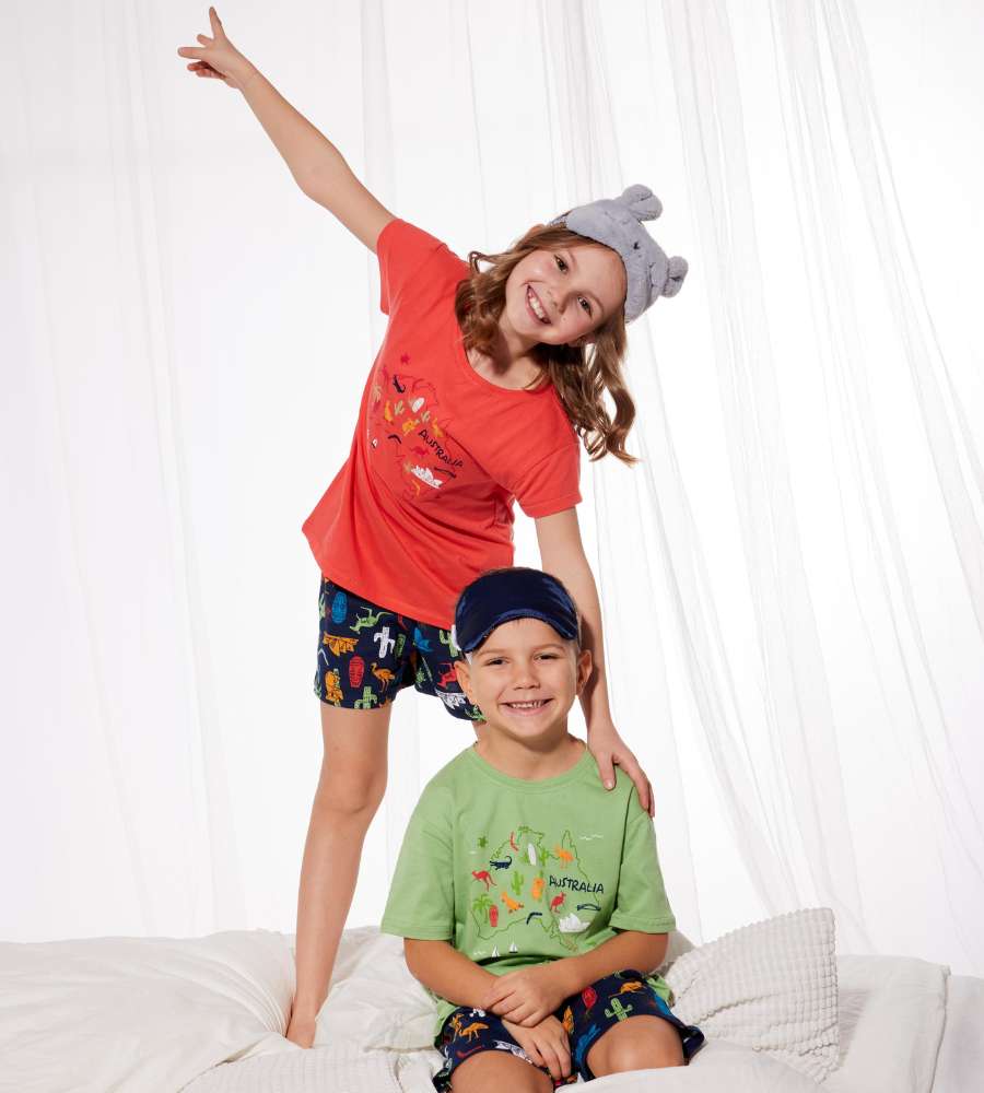 piżamy dla dzieci z krótkim rękawem cornette 787-788-104-australia