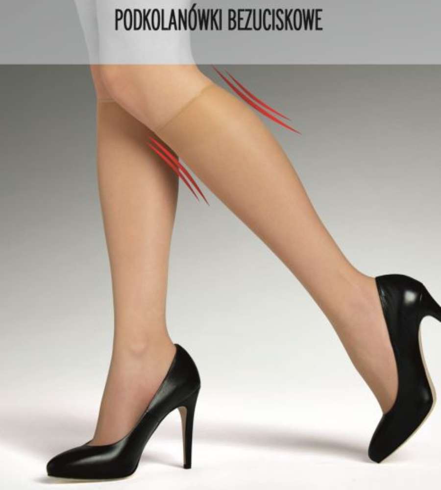 bezucickowe podkolanówki damskie z lycrą marilyn ufki 15 den