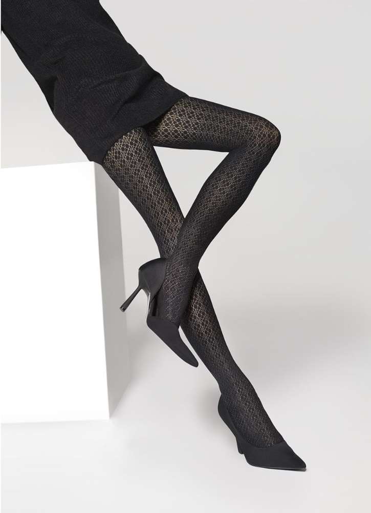 rajstopy damskie żakardowe w kwiaty marilyn charly d14 kolor czarny 60 den