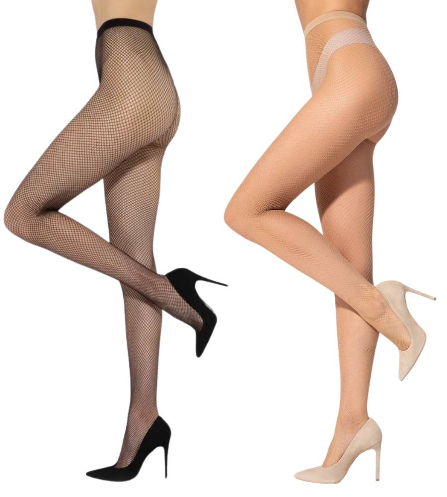 rajstopy kabaretki w klasyczne oczka gatta brigitte-01 kolorczarny i beż