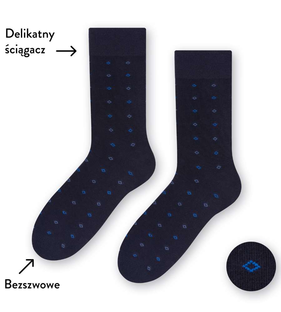 skarpety męskie granatowe ze wzorem steven 056-222