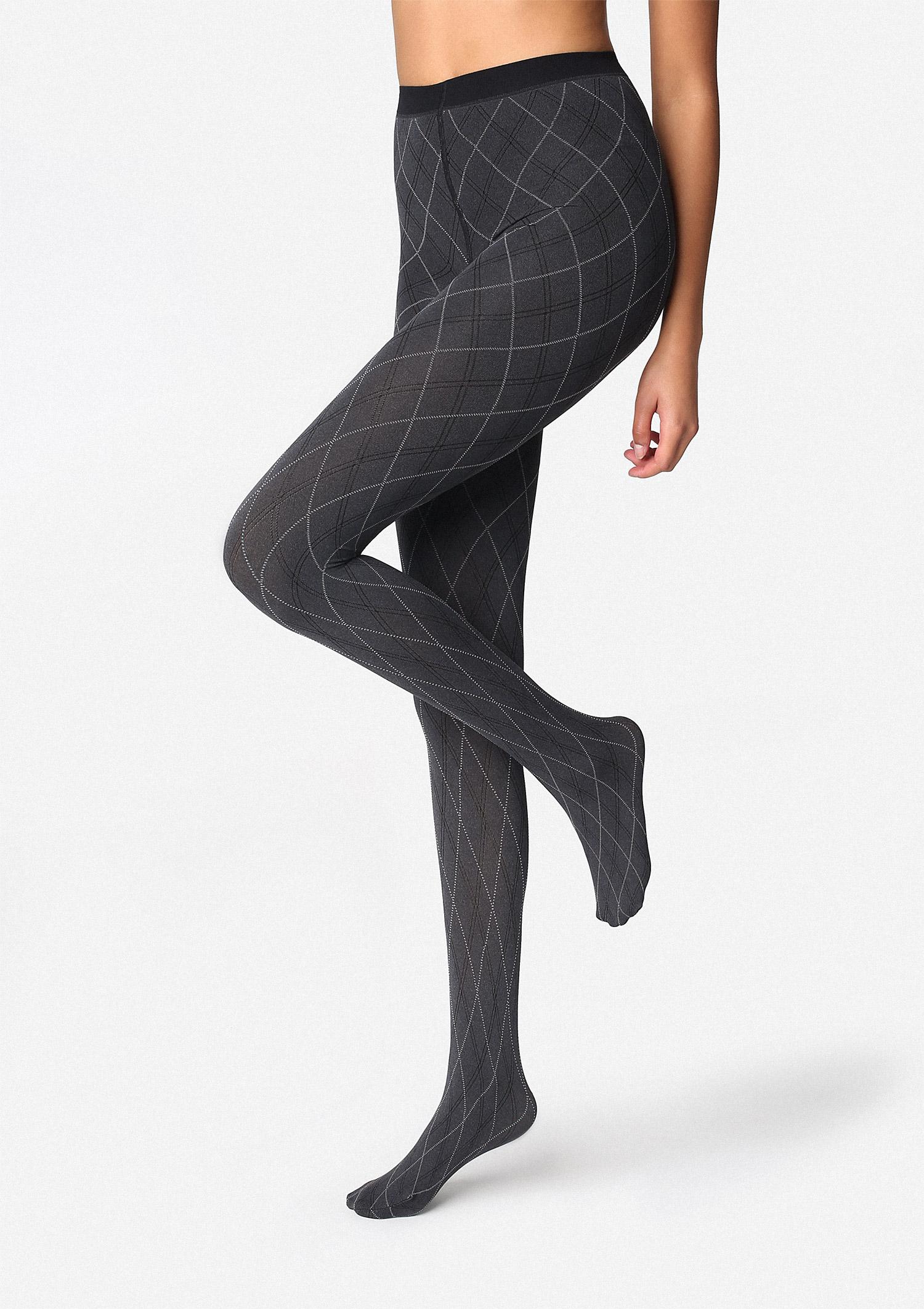 rajstopy w romby marilyn r02 melange gray
